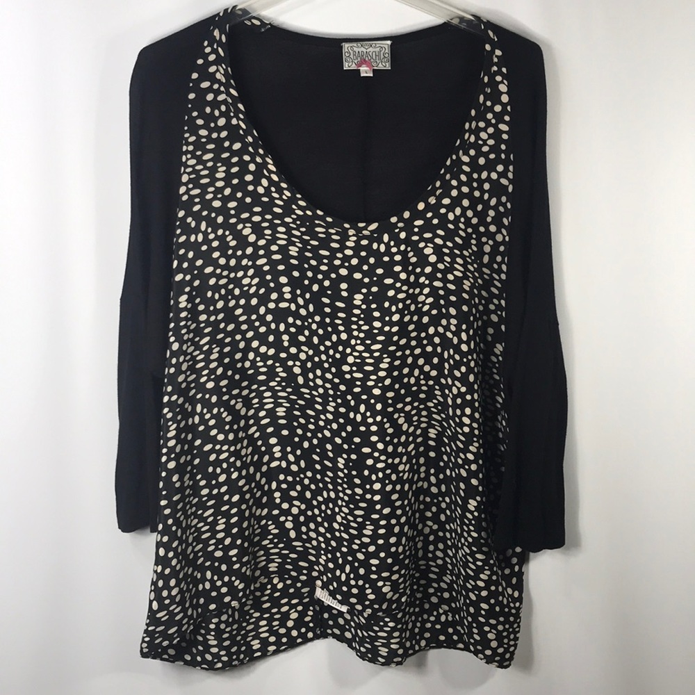 Yoana Baraschi Anthro 3/4 Sleeve Polka Dot Blouse